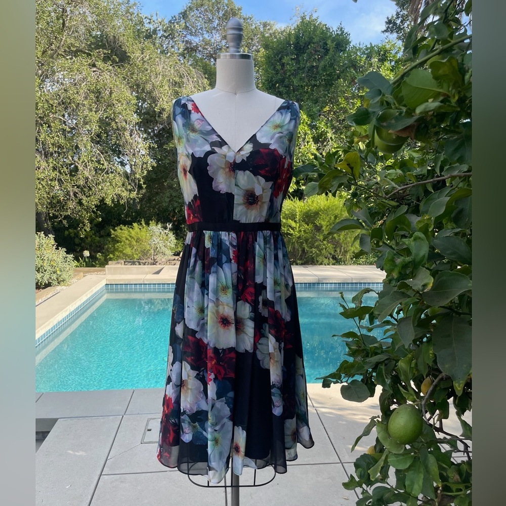 Maggy London floral fit and flare dress - size 2
